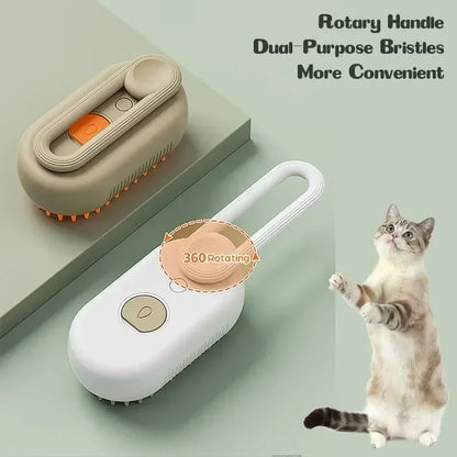 3-in-1 Steamy Pet Brush for Dogs and Cats with Grooming Spray