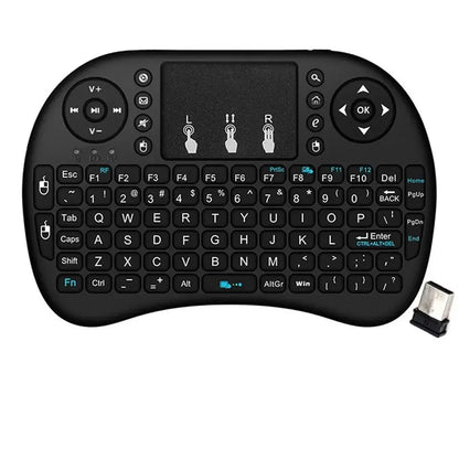 Compact Wireless Keyboard with Touchpad and Remote Control Function