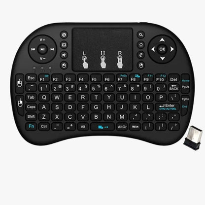 Compact Wireless Keyboard with Touchpad and Remote Control Function