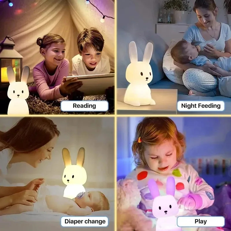 Soft Silicone Bunny Night Light with Touch Control & 7-Colour Modes