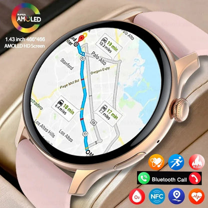 Women’s Sports Smartwatch with 1.43 in AMOLED Screen and Wellness Features