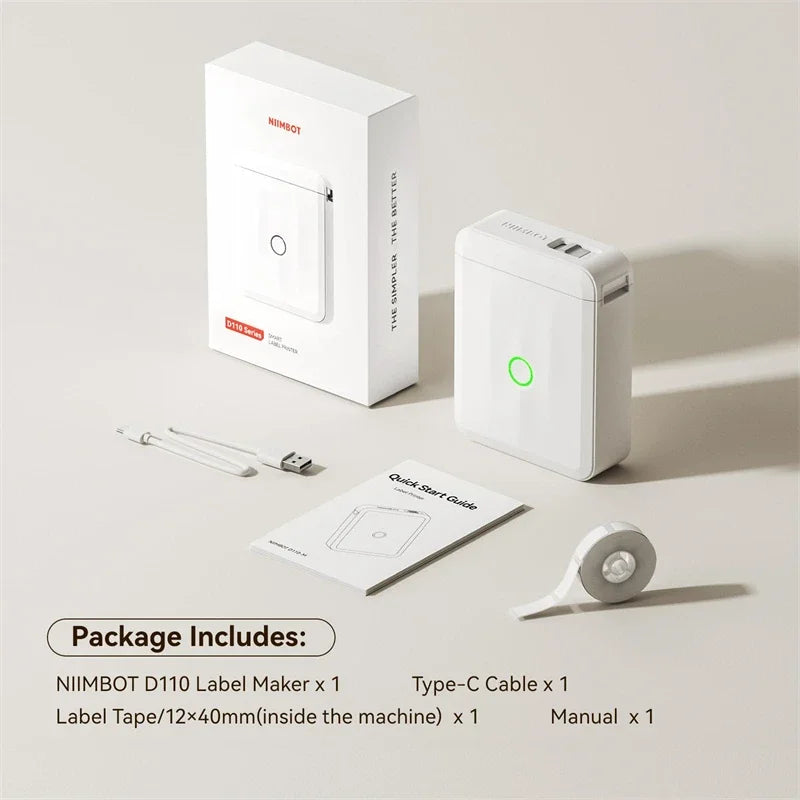 Portable NIIMBOT D110 Label Maker with Tape and App Support