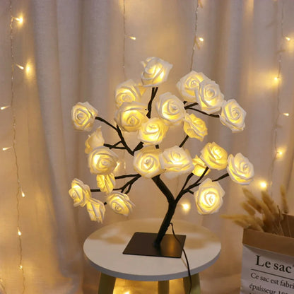 LED Rose Tree Table Lamp USB Fairy Light for Home Decor