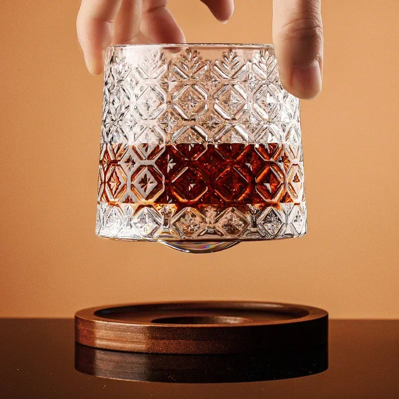 Spinning Tumbler Whiskey Glass for Brandy, Wine, and Spirits