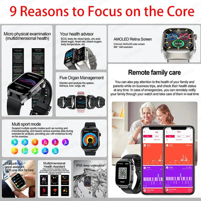 2.04" Smartwatch with Voice Calls, ECG & Full Health Monitoring