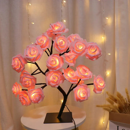 LED Rose Tree Table Lamp USB Fairy Light for Home Decor