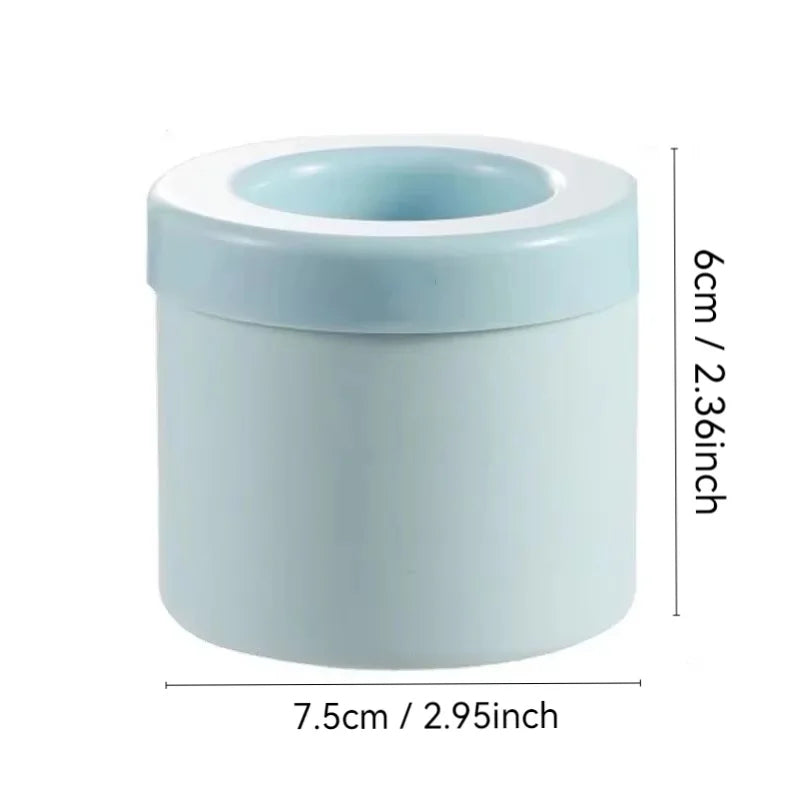Silicone Round Ice Cube Mold with Compact Ice Bucket for Home and Bar Use