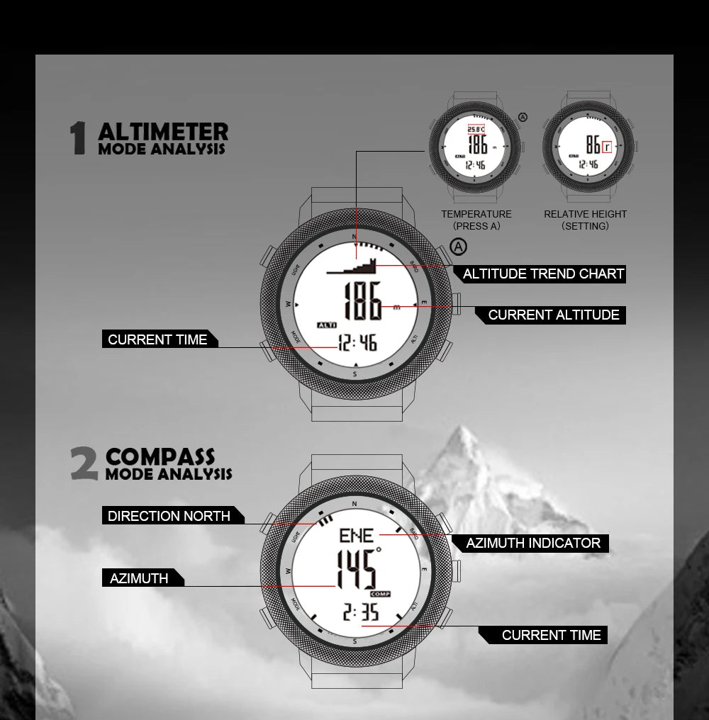 Men’s Waterproof Digital Sport Watch for Running, Swimming and Hiking Functions