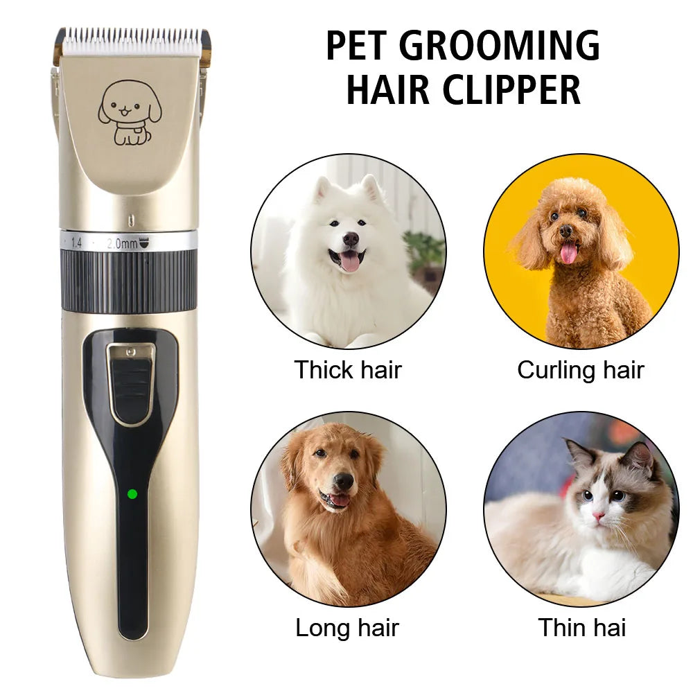 Electric Pet Hair Trimmer for Dogs Cats and Small Animals Kit with Low Noise and Adjustable Blades