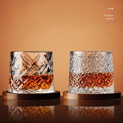 Spinning Tumbler Whiskey Glass for Brandy, Wine, and Spirits