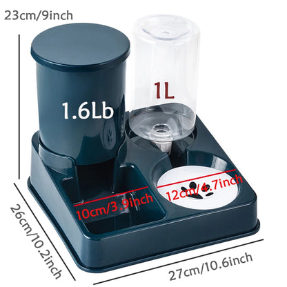 2-in-1 Tilted Pet Feeder Automatic Food and Water Station for Cats