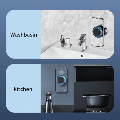Double-Sided Magnetic Phone Holder with Suction Cup and 360° Rotation