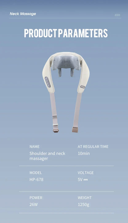Wireless Neck and Back Massager with Heat, Kneading, and Shoulder Relief