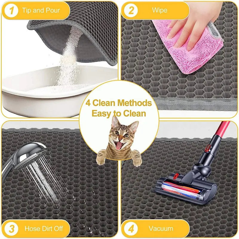 Waterproof Cat Litter Mat Double Layer Trapping Pad for Mess-Free Floors