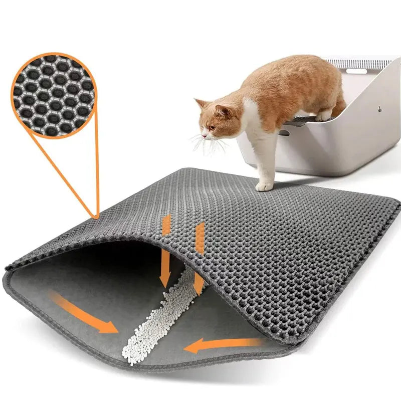 Waterproof Cat Litter Mat Double Layer Trapping Pad for Mess-Free Floors