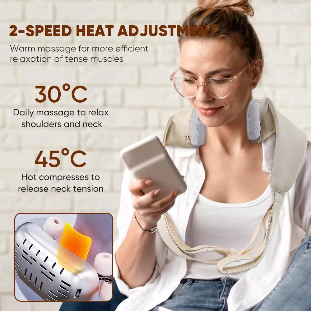 Wireless Neck and Back Massager with Heat, Kneading, and Shoulder Relief