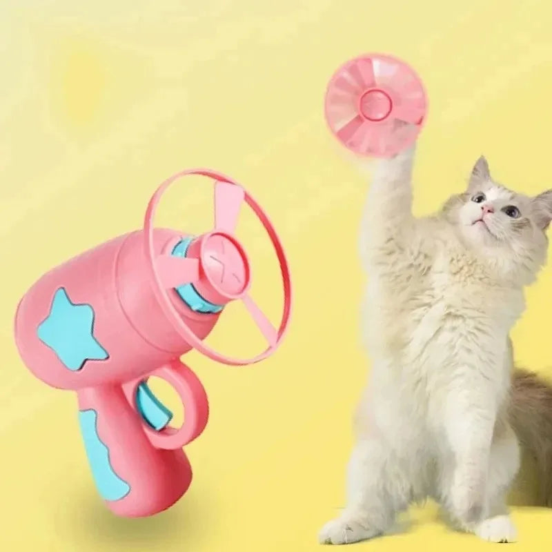 Funny Flying Disc Cat Toy Handheld Launcher for Active Kittens