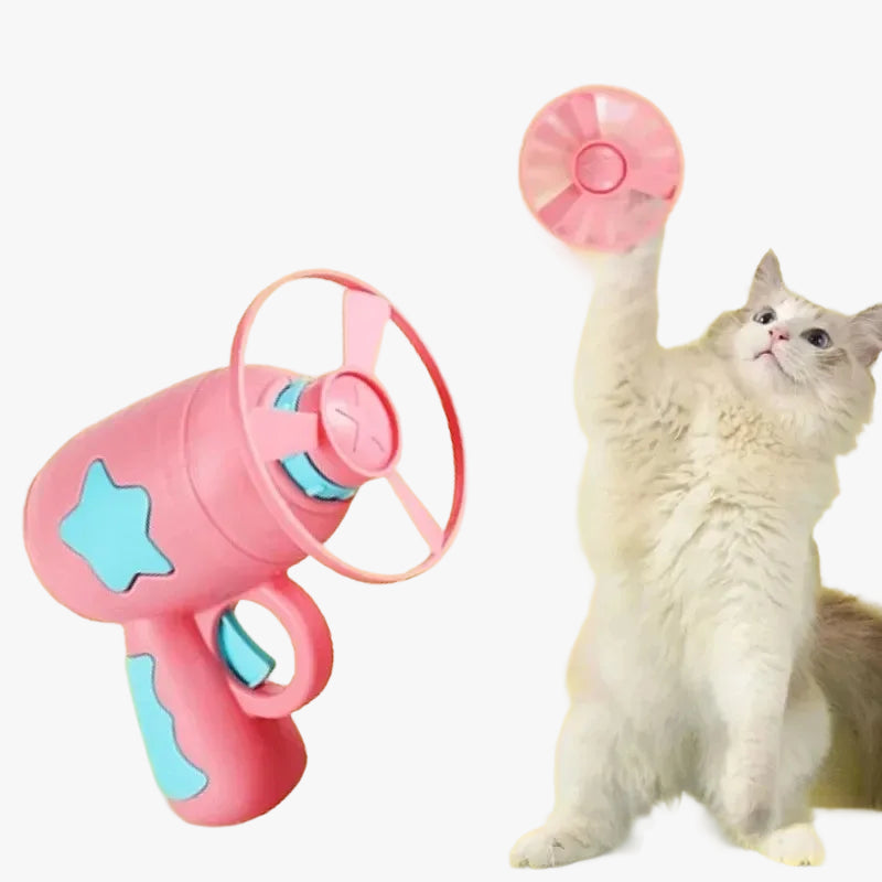 Funny Flying Disc Cat Toy Handheld Launcher for Active Kittens
