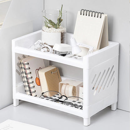 Double Layer Desktop Storage Rack for Office, Cosmetics and Stationery