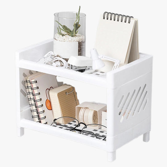 Double Layer Desktop Storage Rack for Office, Cosmetics and Stationery