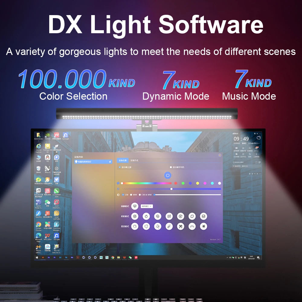LED Monitor Light Bar Eye-Friendly Screen Lamp with RGB Backlight for Gaming & Work