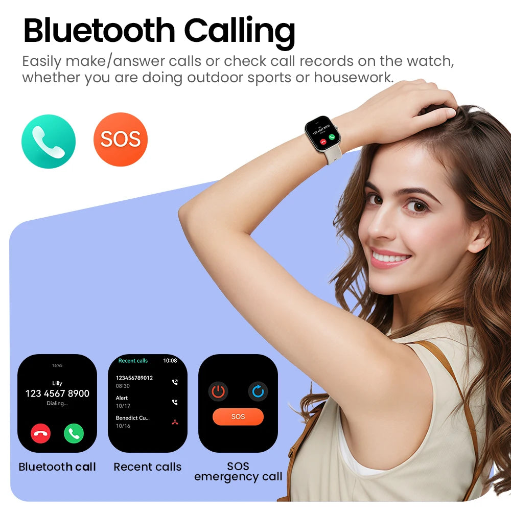2.01" HD Display Fitness Smartwatch with Voice Assistant and IP68 Waterproof