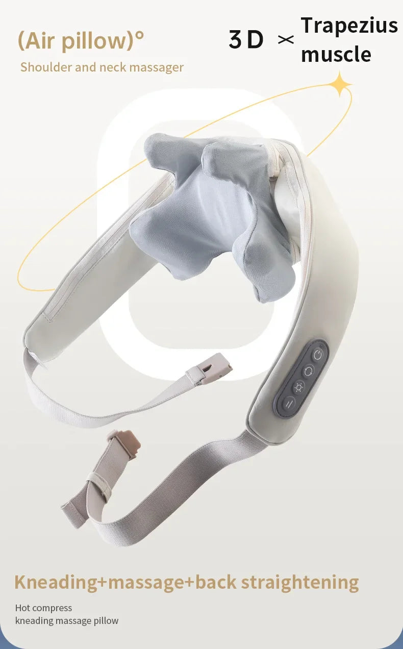Wireless Neck and Back Massager with Heat, Kneading, and Shoulder Relief