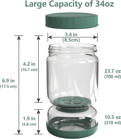 34oz Glass Pickle Jar with Strainer Flip, Airtight Leak-Proof Lid