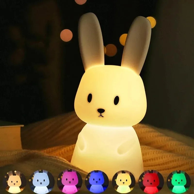 Soft Silicone Bunny Night Light with Touch Control & 7-Colour Modes
