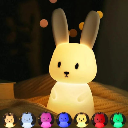 Soft Silicone Bunny Night Light with Touch Control & 7-Colour Modes