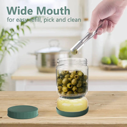 34oz Glass Pickle Jar with Strainer Flip, Airtight Leak-Proof Lid