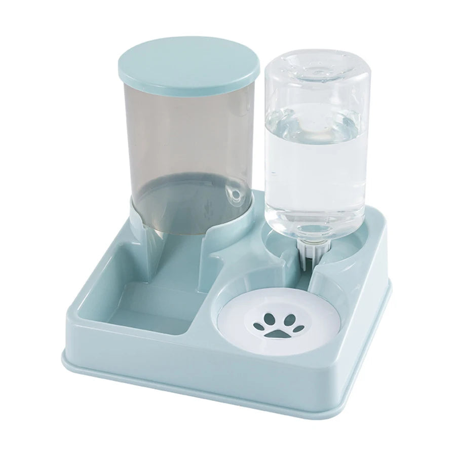 2-in-1 Tilted Pet Feeder Automatic Food and Water Station for Cats