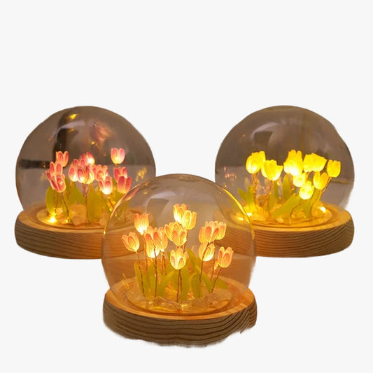 Handmade Tulip Flower LED Night Light for Bedroom Decor