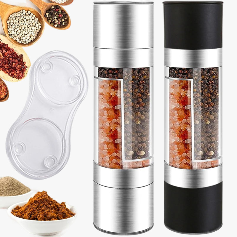 2-in-1 Manual Salt & Pepper Grinder Stainless Steel Adjustable Ceramic Spice Mill